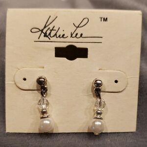 KATHIE LEE COLLECTION Earrings -Freshwater Pearl Earrings with Crystals- NWT/VTG